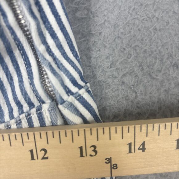 FRAME Denim Overalls XS Blue Wht Stripe Flared Leg Adjustable Straps Utility - Picture 8 of 12
